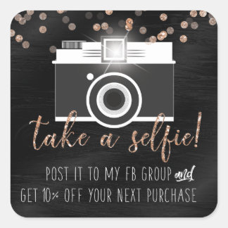 Take a Selfie Customer Loyalty Sticker Black Paint