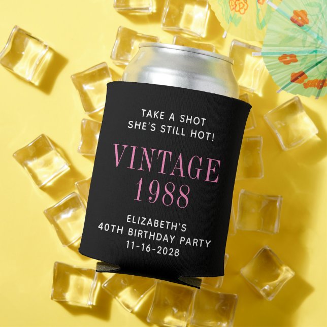Take a Shot 40th Birthday Party Favour Can Cooler (In Situ Summer)
