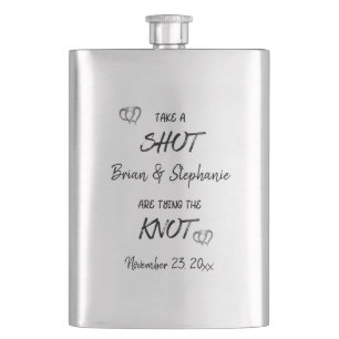 Take A Shot Engaged Couple Tying The Knot Custom Hip Flask