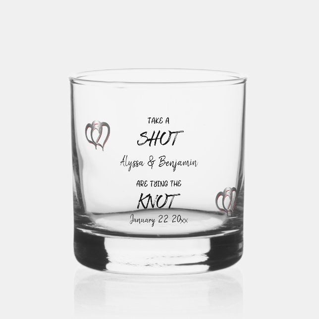 Take A Shot Engaged Couple Tying The Knot   Whiskey Glass (Front)