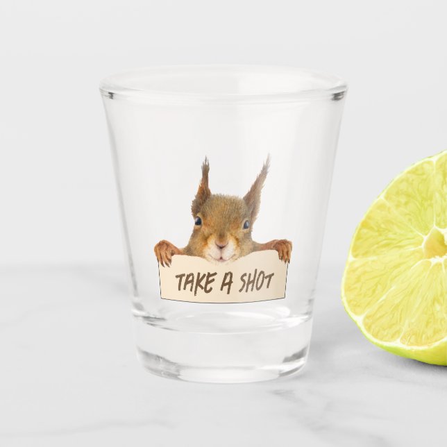 Take A Shot Funny Squirrel Face Customisable Glass (Front)