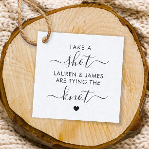 Take a Shot They're Tying the Knot Wedding Favour Tags