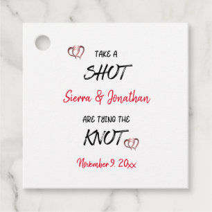 Take A Shot Tying The Knot Personalised Wedding  Favour Tags