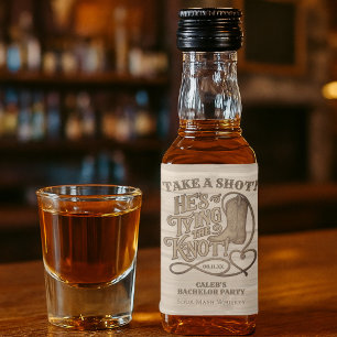 Take a Shot Tying the Knot Rustic Bachelor Party Liquor Bottle Label