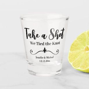 take a shot we tied a knot wedding stylish modern glass