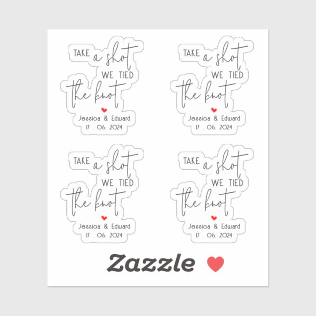 Take A Shot We Tied The Knot Black Script Couple (Sheet)