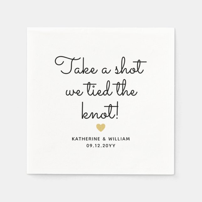 Take a shot we tied the knot custom wedding date napkin (Front)