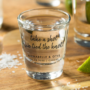 Take a Shot we tied the Knot   Fun Wedding Favour Shot Glass