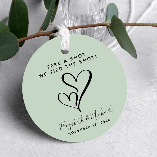 Take A Shot We Tied The Knot Sage Wedding Favour Tags (Creator Uploaded)