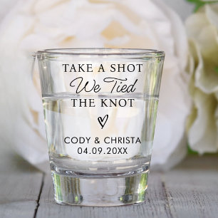 Take A Shot We Tied The Knot Trendy Wedding Party Shot Glass