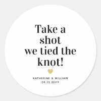 Take a shot we tied the knot wedding favour