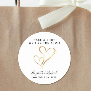 Take A Shot We Tied The Knot Wedding Favour Classic Round Sticker