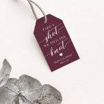 Take a Shot, We Tied the Knot Wedding Favour Gift Tags<br><div class="desc">Get the party started with these cute favour tags designed to attach to shot glasses or mini liquor bottles. Design features "take a shot, we tied the knot" in white classic serif and calligraphy script lettering on a burgundy wine background with a small heart. Personalise with your names and wedding...</div>