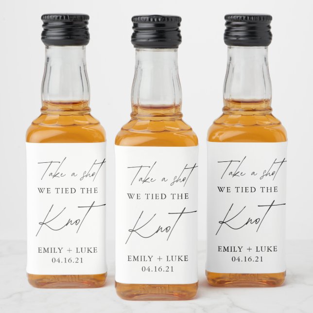 Take a Shot We Tied the Knot Wedding Favour Liquor Bottle Label (Bottles)