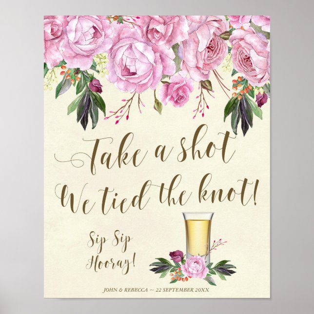 Take a shot we tied the knot wedding sign lilac (Front)