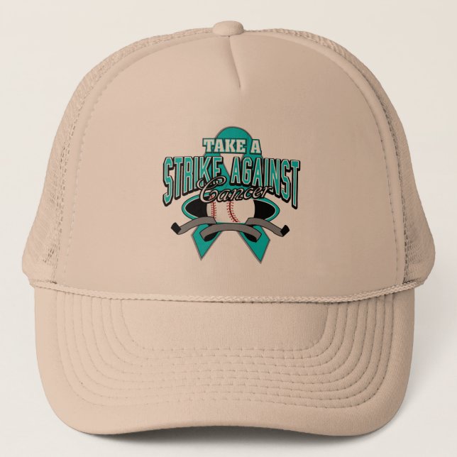 Take a Strike Against Ovarian Cancer Trucker Hat (Front)