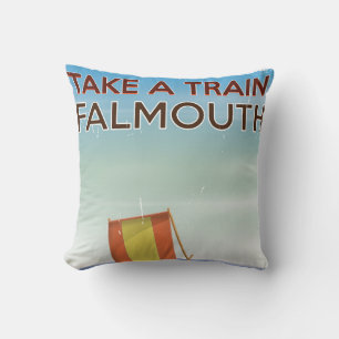 Take a Train Falmouth Cornwall holiday poster Cushion