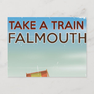 Take a Train Falmouth Cornwall holiday poster Postcard
