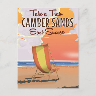 Take a train to Camber Sands Travel Poster Postcard