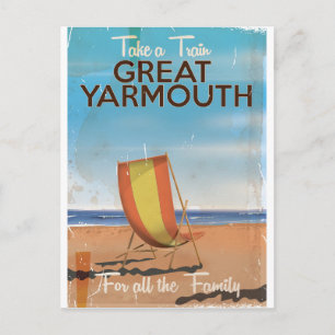 Take a Train to Great Yarmouth travel poster. Postcard