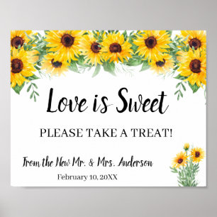 Take a Treat Bridal Shower Wedding Sunflower Sign