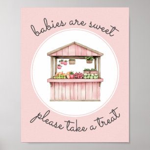 Take a Treat Pink Farmers Market Baby Shower Poster