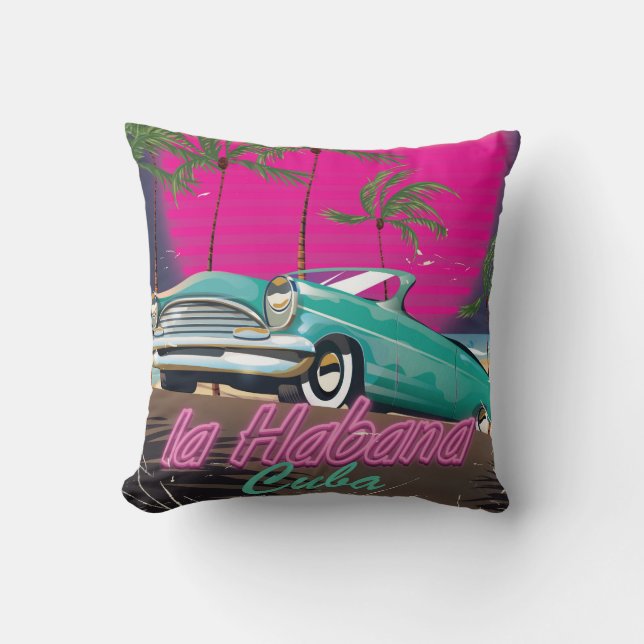 Take a Trip to Cuba reto 1985 poster Cushion (Front)