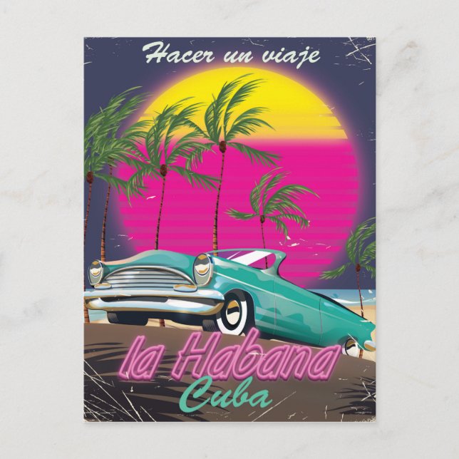 Take a Trip to Cuba reto 1985 poster Postcard (Front)