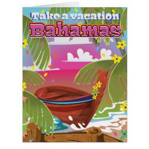 Take a Vacation! Bahamas cartoon travel print.