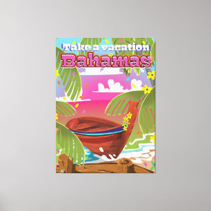 Take a Vacation! Bahamas cartoon travel print. Canvas Print