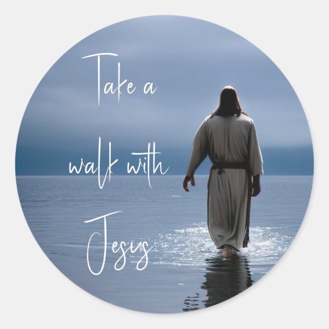 Take a walk with Jesus Classic Round Sticker (Front)