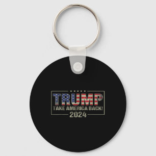 Take America Back American Flag Trump 2024 Men Key Ring
