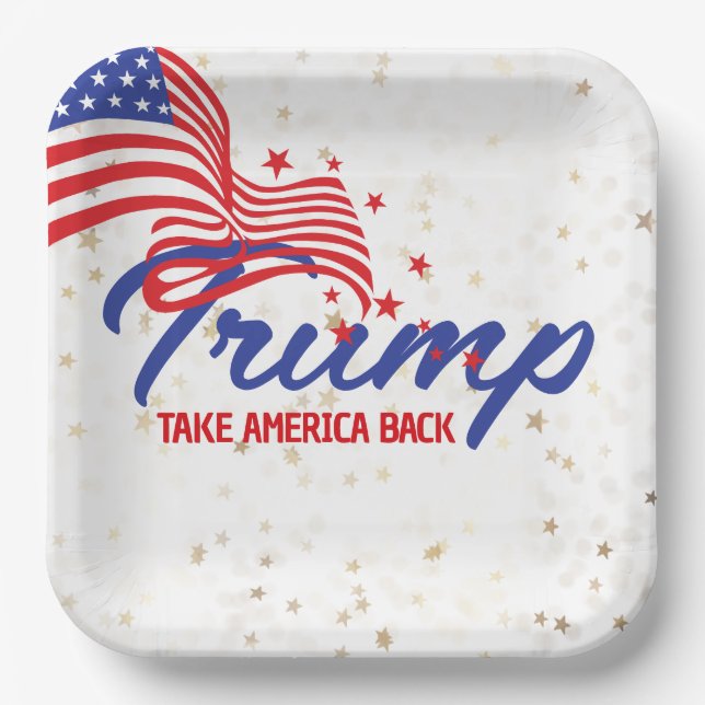 TAKE AMERICA BACK Trump Text Paper Plate (Front)