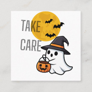 Take Care Cute Ghost Halloween Business Card - Fun