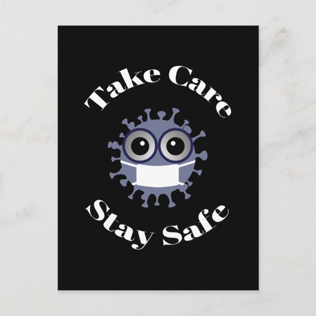 Take Care Stay Safe Masked Corona Virus Postcard (Front)