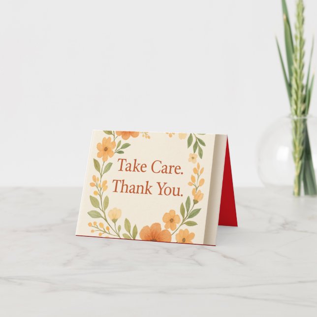 Take Care. Thank You - Elegant Greeting Card  (Front)