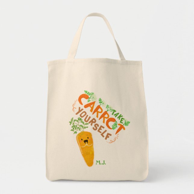 Take Carrot Yourself | Motivational Quote Pun Tote Bag (Front)