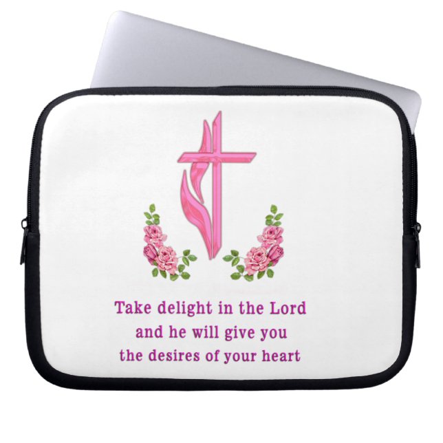take delight in the Lord Laptop Sleeve (Front)
