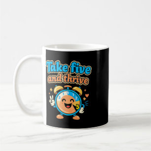 Take Five And Thrive Retro Clock Mental Health Des Coffee Mug