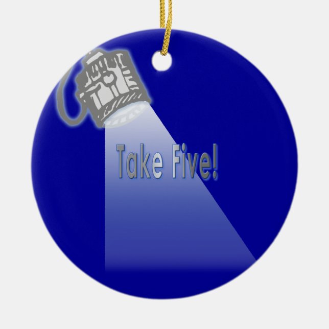 Take Five! Ceramic Tree Decoration (Front)