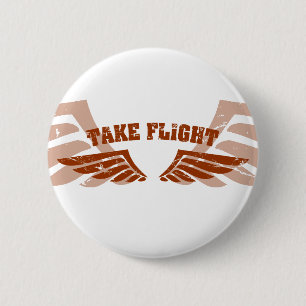 Take Flight Aviation Wings 6 Cm Round Badge