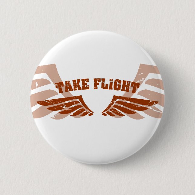 Take Flight Aviation Wings 6 Cm Round Badge (Front)
