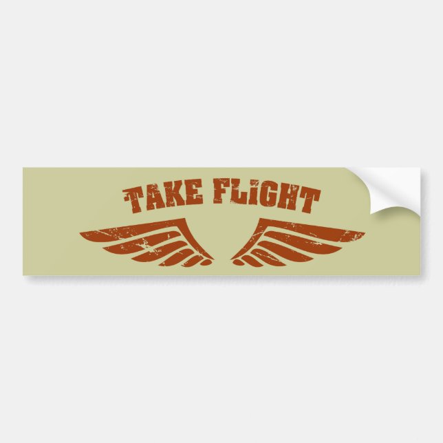 Take Flight Aviation Wings Bumper Sticker (Front)
