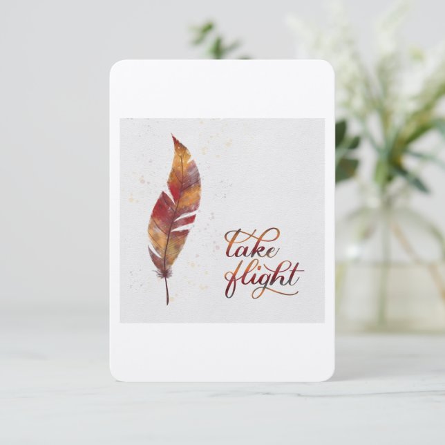 Take Flight card with feather (Standing Front)