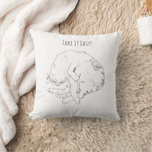 Take It Easy Cat – Minimal Relaxing Home Decor Cushion