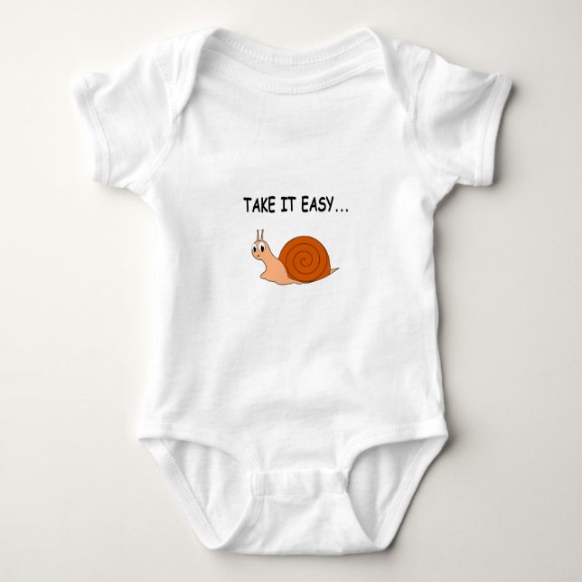 Take It Easy Cute Cartoon Snail Baby Bodysuit (Front)
