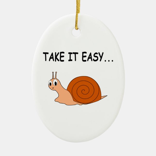 Take It Easy Cute Cartoon Snail Ceramic Tree Decoration (Front)