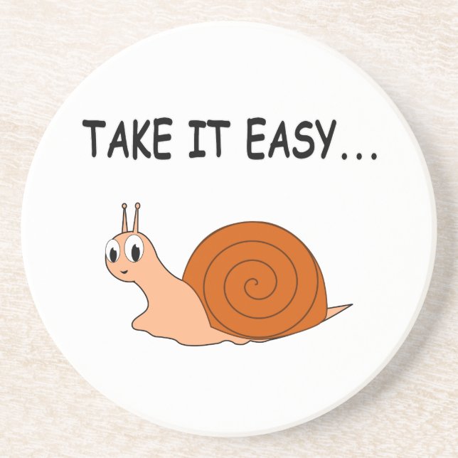 Take It Easy Cute Cartoon Snail Coaster (Front)