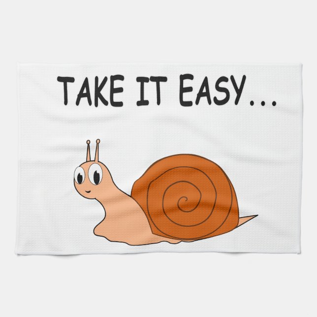Take It Easy Cute Cartoon Snail Tea Towel (Horizontal)