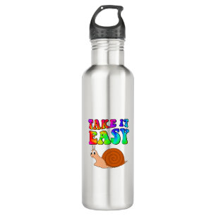 Take It Easy Cute Cartoon Snail With Groovy Text 710 Ml Water Bottle